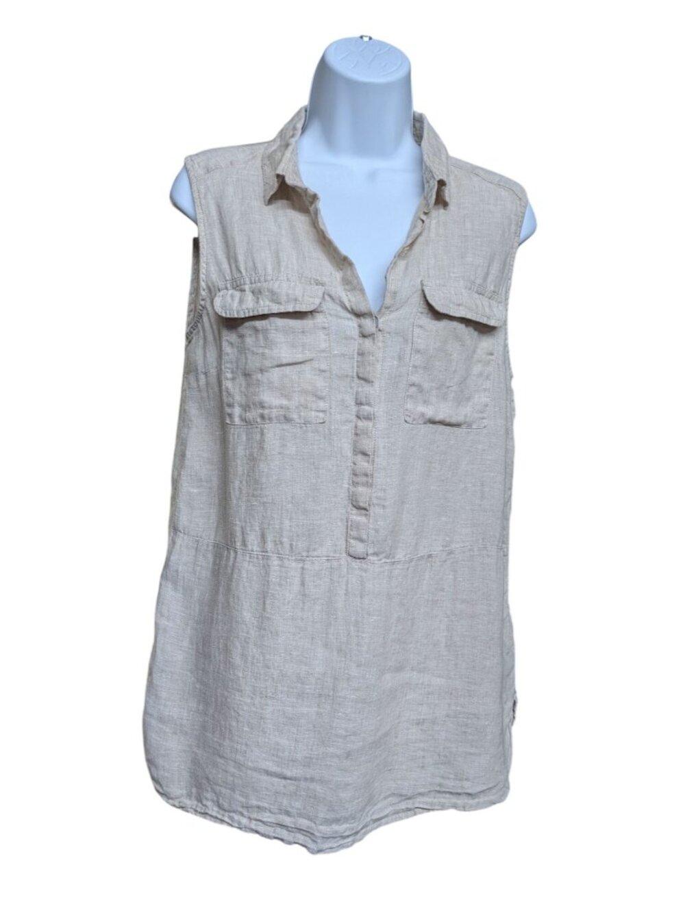 Jones New York Women's Tan Lightweight Sleeveless Linen Top size M